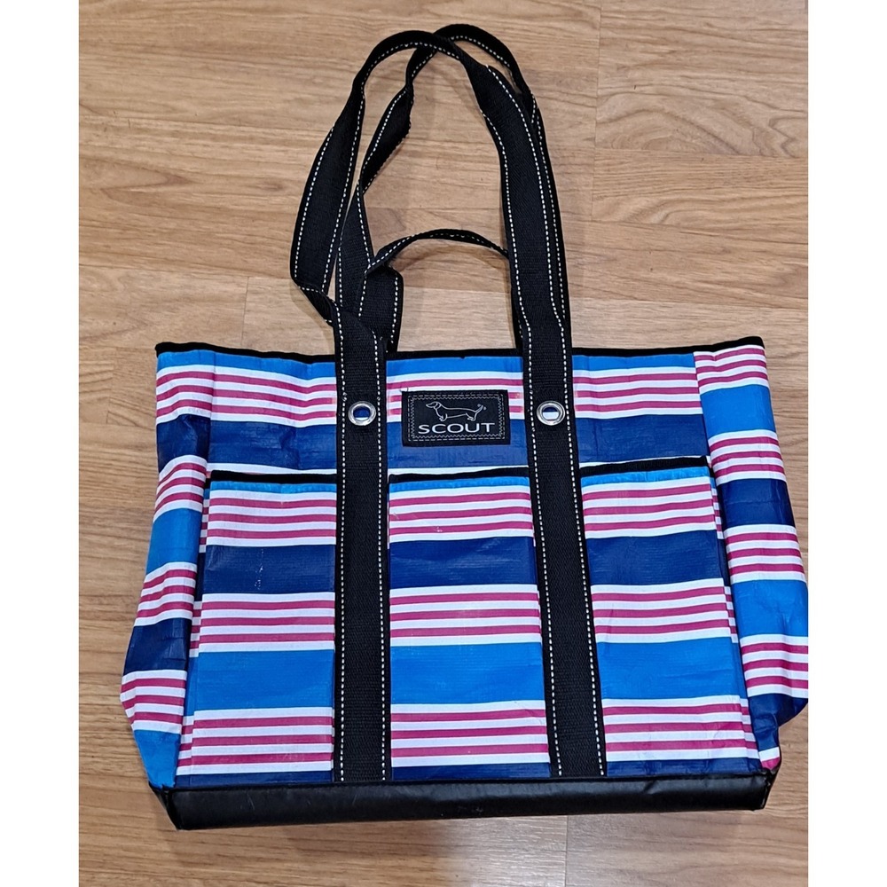 SCOUT Uptown Girl 7 Pocket Tote  Striped See Photos Sm Outside Wear 14x13.5x4.5